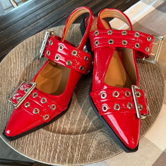 Forever Link Shoes - Forever Link Red Heeled Shoes with Buckle Accents New